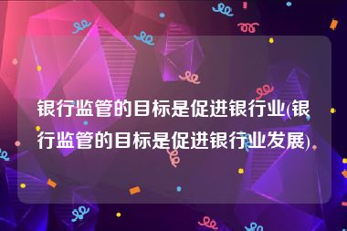 银行监管的目标是促进银行业(银行监管的目标是促进银行业发展)