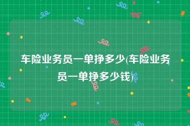 车险业务员一单挣多少(车险业务员一单挣多少钱)