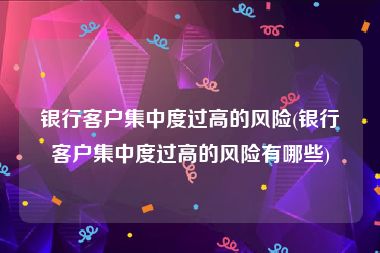 银行客户集中度过高的风险(银行客户集中度过高的风险有哪些)