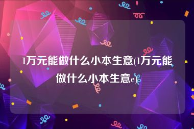 1万元能做什么小本生意(1万元能做什么小本生意e)