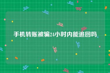 手机转账被骗24小时内能追回吗