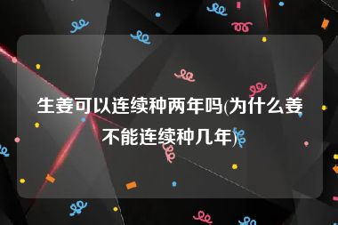 生姜可以连续种两年吗(为什么姜不能连续种几年)