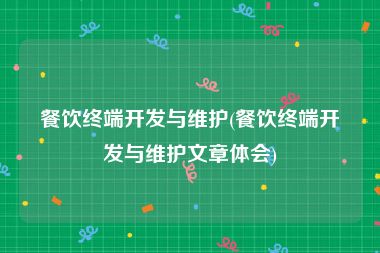 餐饮终端开发与维护(餐饮终端开发与维护文章体会)
