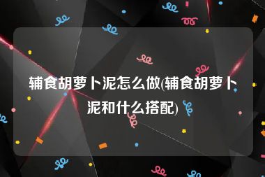 辅食胡萝卜泥怎么做(辅食胡萝卜泥和什么搭配)