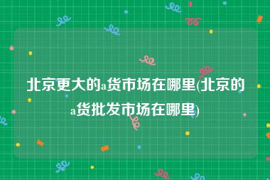 北京更大的a货市场在哪里(北京的a货批发市场在哪里)