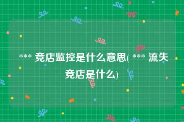  *** 竞店监控是什么意思( *** 流失竞店是什么)
