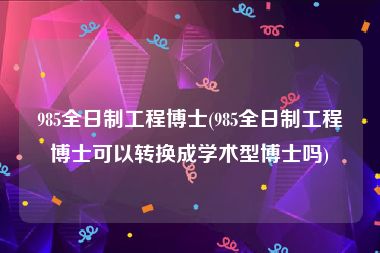 985全日制工程博士(985全日制工程博士可以转换成学术型博士吗)
