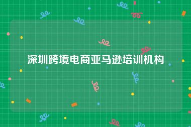 深圳跨境电商亚马逊培训机构