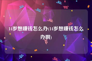 14岁想赚钱怎么办(14岁想赚钱怎么办啊)