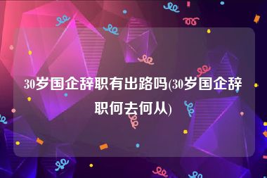 30岁国企辞职有出路吗(30岁国企辞职何去何从)
